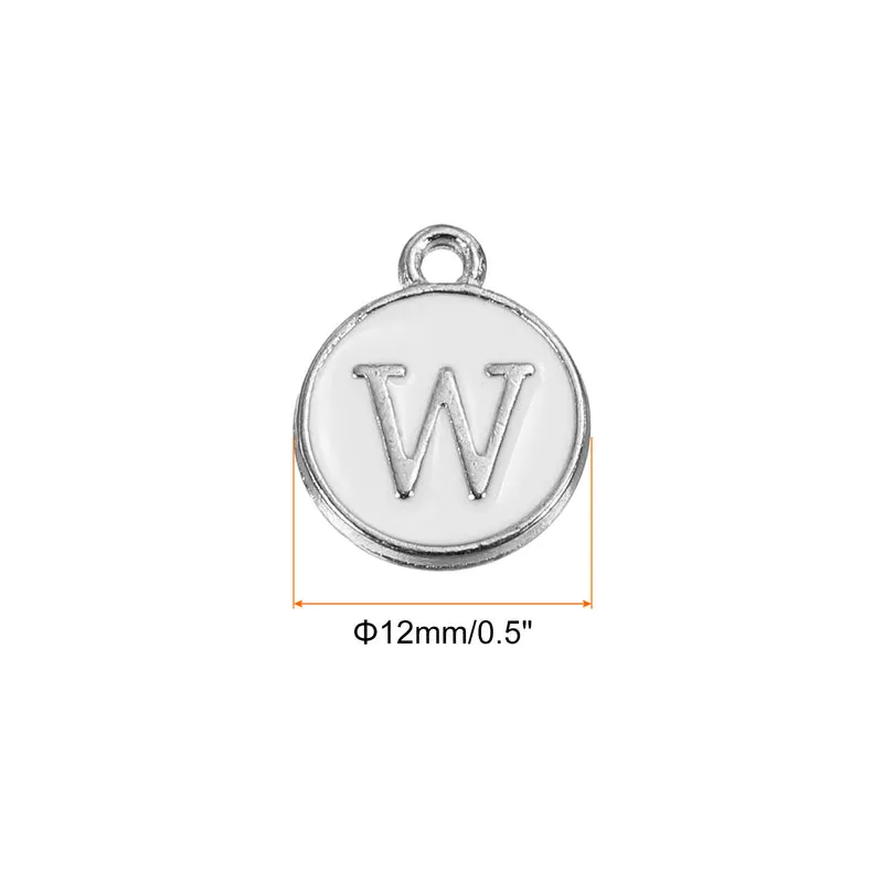50 Pcs Alphabet W Enamel Letter Charm Enamel Initial Charm White