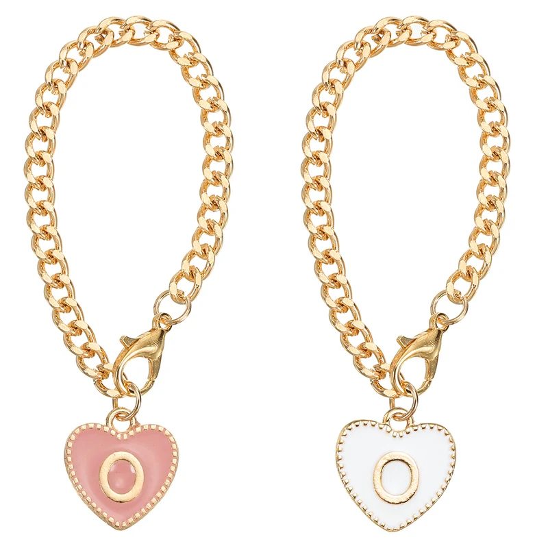 2 Pack Letter Charm Accessories Heart Shape for Letter O