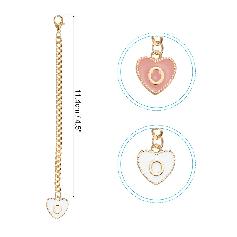 2 Pack Letter Charm Accessories Heart Shape for Letter O