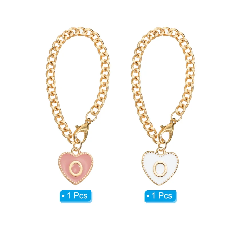 2 Pack Letter Charm Accessories Heart Shape for Letter O