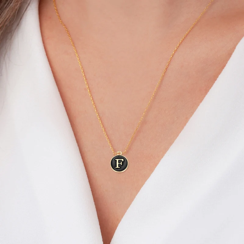 36pcs Letter J Pendants Double Sided Charm Enamel Alphabet Pendant Gold & Black