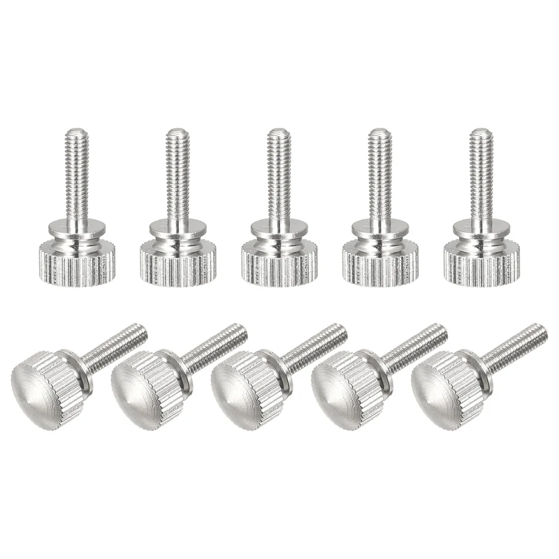 10Pcs Knurled Thumb Screws M3x12mm Brass Shoulder Bolts Grip Knobs Nickel Plated