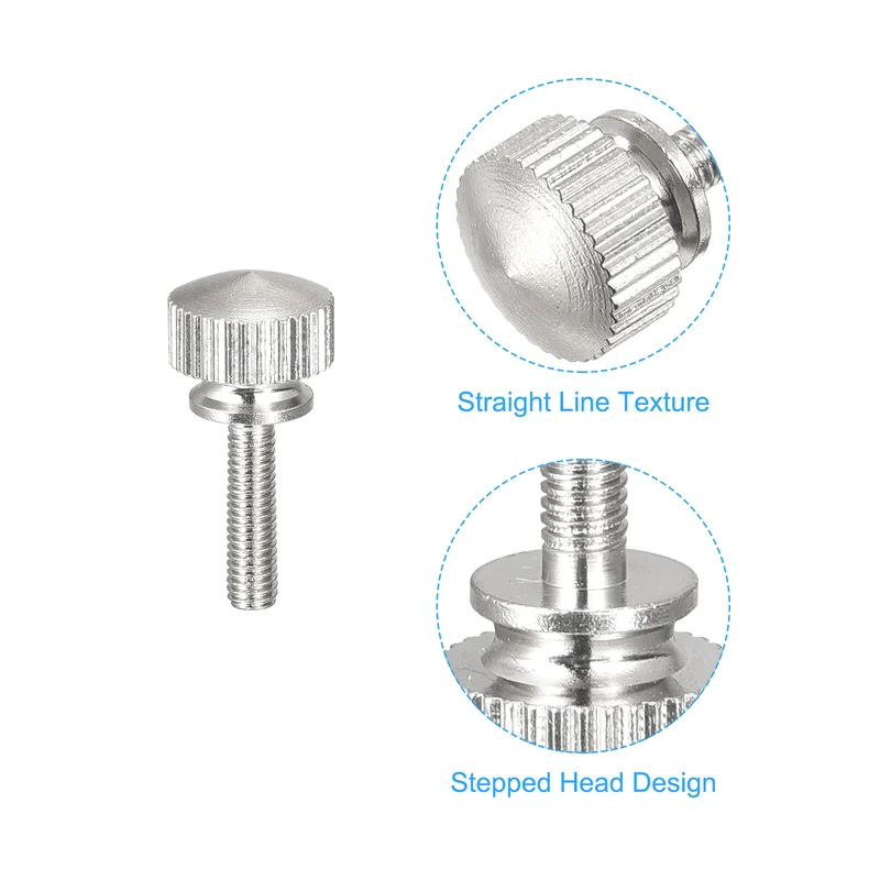10Pcs Knurled Thumb Screws M3x12mm Brass Shoulder Bolts Grip Knobs Nickel Plated