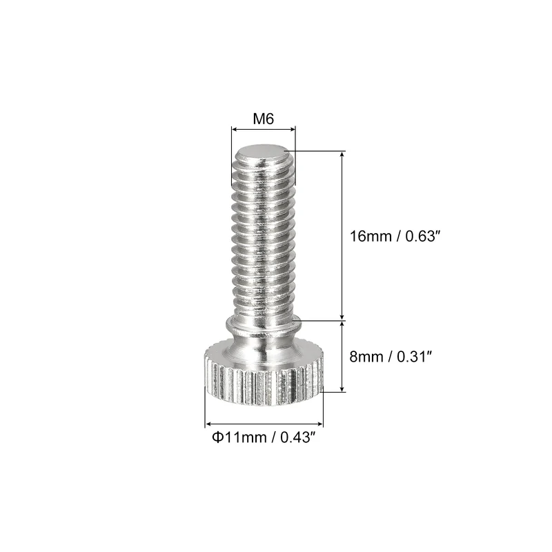 Knurled Thumb Screws M6x16mm Brass Shoulder Bolts Grip Knobs Nickel Plated 8Pcs