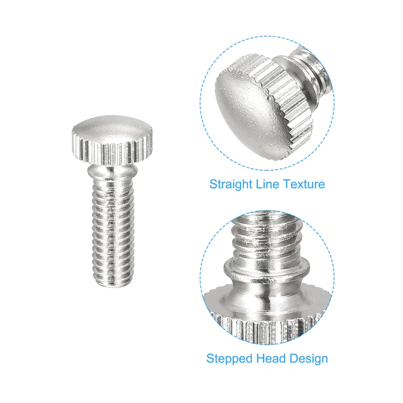Knurled Thumb Screws M6x16mm Brass Shoulder Bolts Grip Knobs Nickel Plated 8Pcs