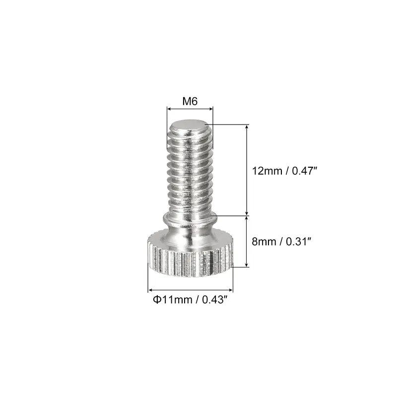 Knurled Thumb Screws M6x12mm Brass Shoulder Bolts Grip Knobs Nickel Plated 8Pcs