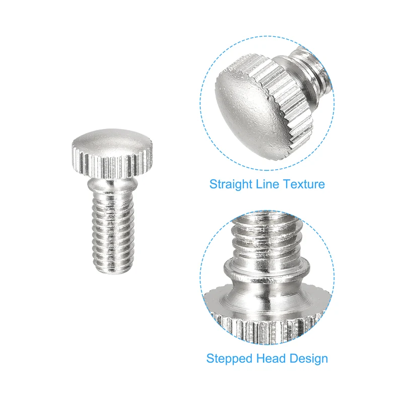 Knurled Thumb Screws M6x12mm Brass Shoulder Bolts Grip Knobs Nickel Plated 8Pcs