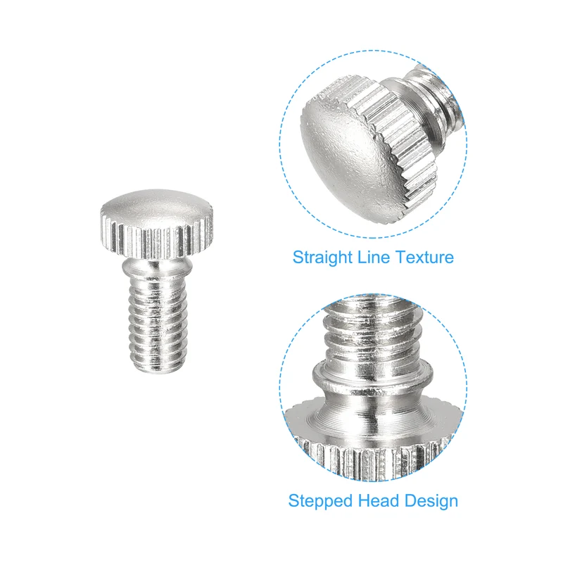 Knurled Thumb Screws M6x10mm Brass Shoulder Bolts Grip Knobs Nickel Plated 8Pcs