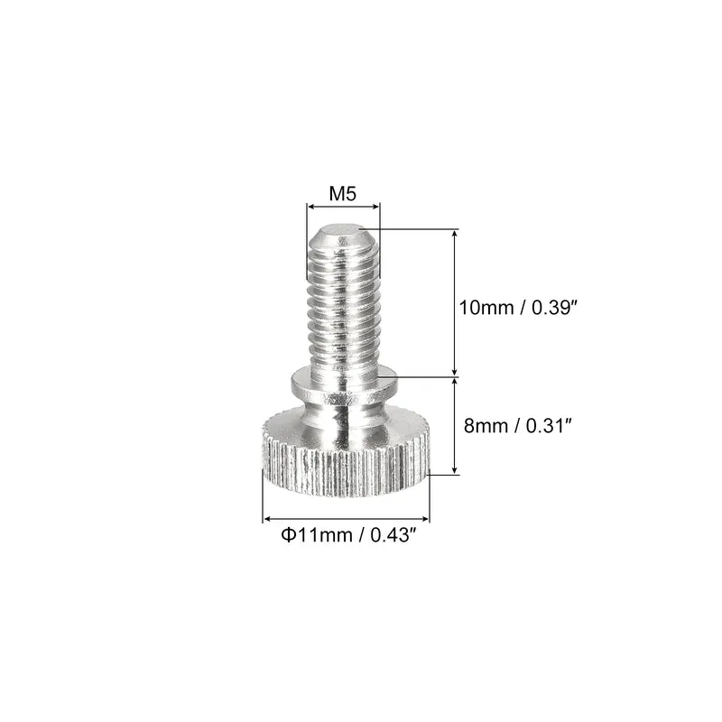 Knurled Thumb Screws M5x10mm Brass Shoulder Bolts Grip Knobs Nickel Plated 8Pcs