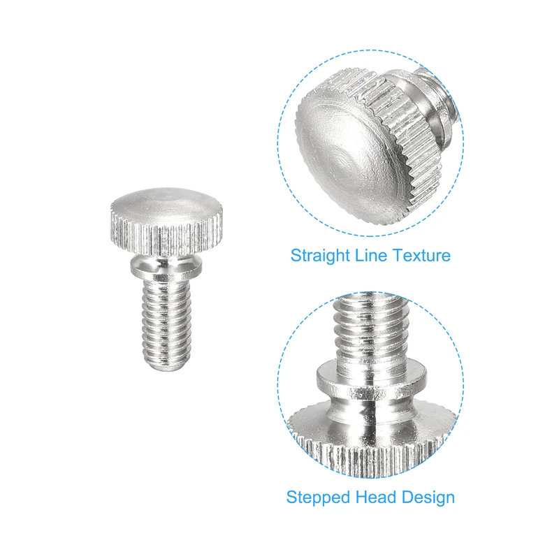 Knurled Thumb Screws M5x10mm Brass Shoulder Bolts Grip Knobs Nickel Plated 8Pcs