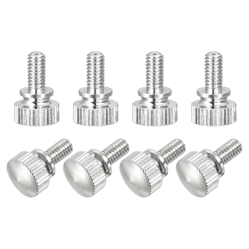 8Pcs Knurled Thumb Screws M4x8mm Brass Shoulder Bolts Grip Knobs Nickel Plated
