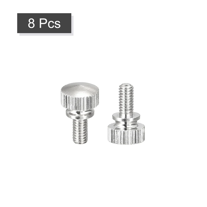 8Pcs Knurled Thumb Screws M4x8mm Brass Shoulder Bolts Grip Knobs Nickel Plated