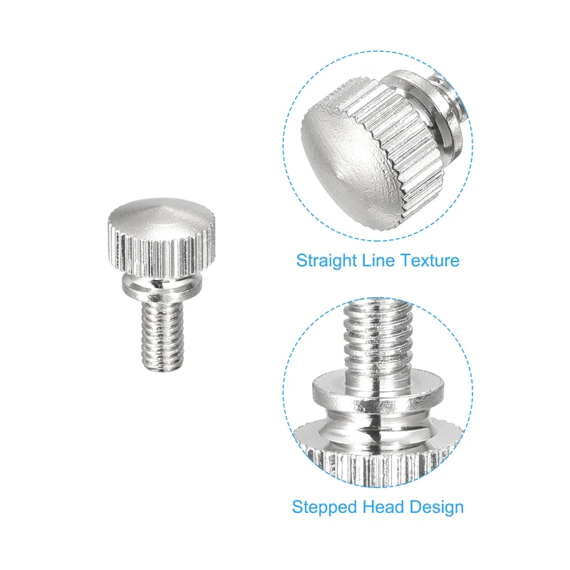 8Pcs Knurled Thumb Screws M4x8mm Brass Shoulder Bolts Grip Knobs Nickel Plated
