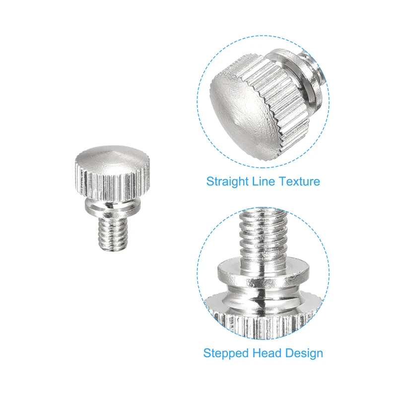 8Pcs Knurled Thumb Screws M4x6mm Brass Shoulder Bolts Grip Knobs Nickel Plated