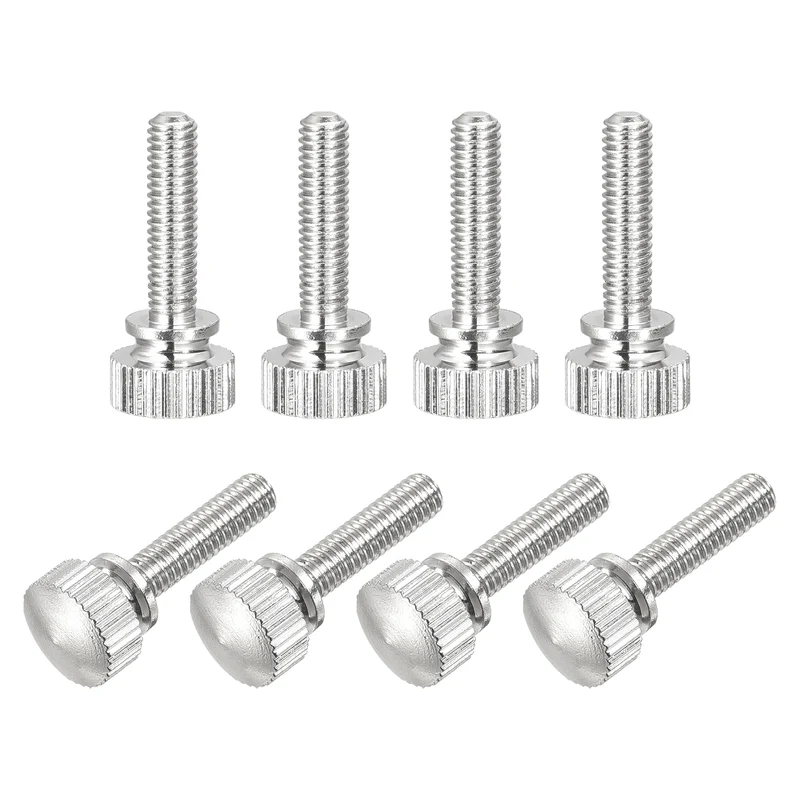 Knurled Thumb Screws M4x16mm Brass Shoulder Bolts Grip Knobs Nickel Plated 8Pcs