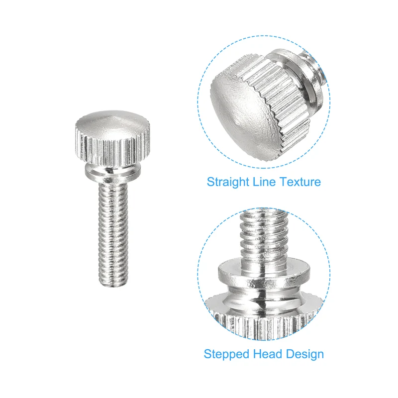 Knurled Thumb Screws M4x16mm Brass Shoulder Bolts Grip Knobs Nickel Plated 8Pcs