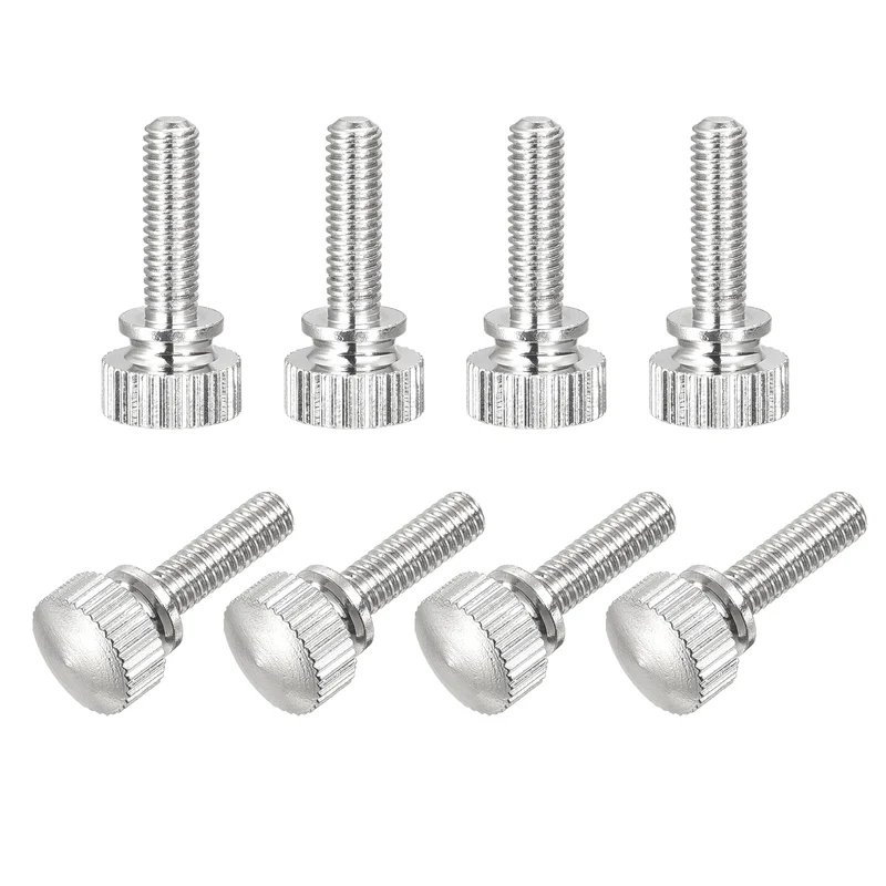 Knurled Thumb Screws M4x14mm Brass Shoulder Bolts Grip Knobs Nickel Plated 8Pcs