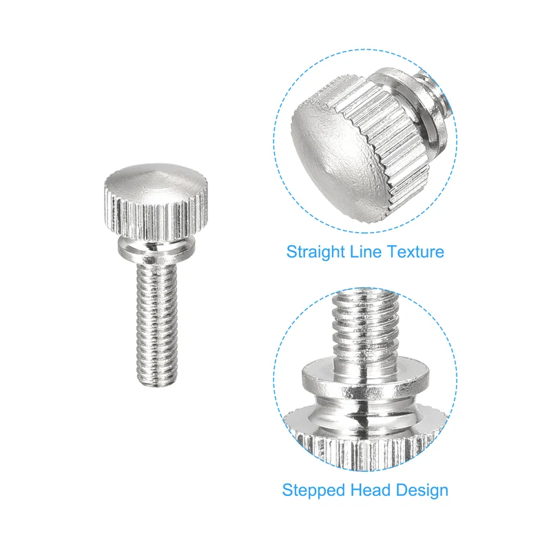Knurled Thumb Screws M4x14mm Brass Shoulder Bolts Grip Knobs Nickel Plated 8Pcs