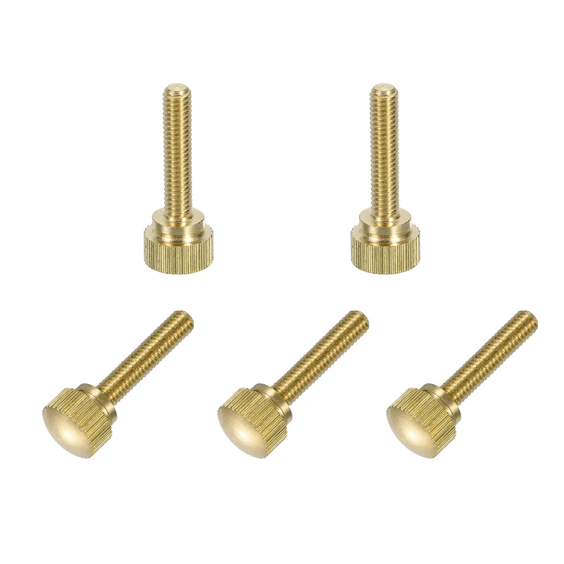 5Pcs Brass Knurled Thumb Screws, M4x20mm Shoulder Bolts Stepped Knobs Fasteners
