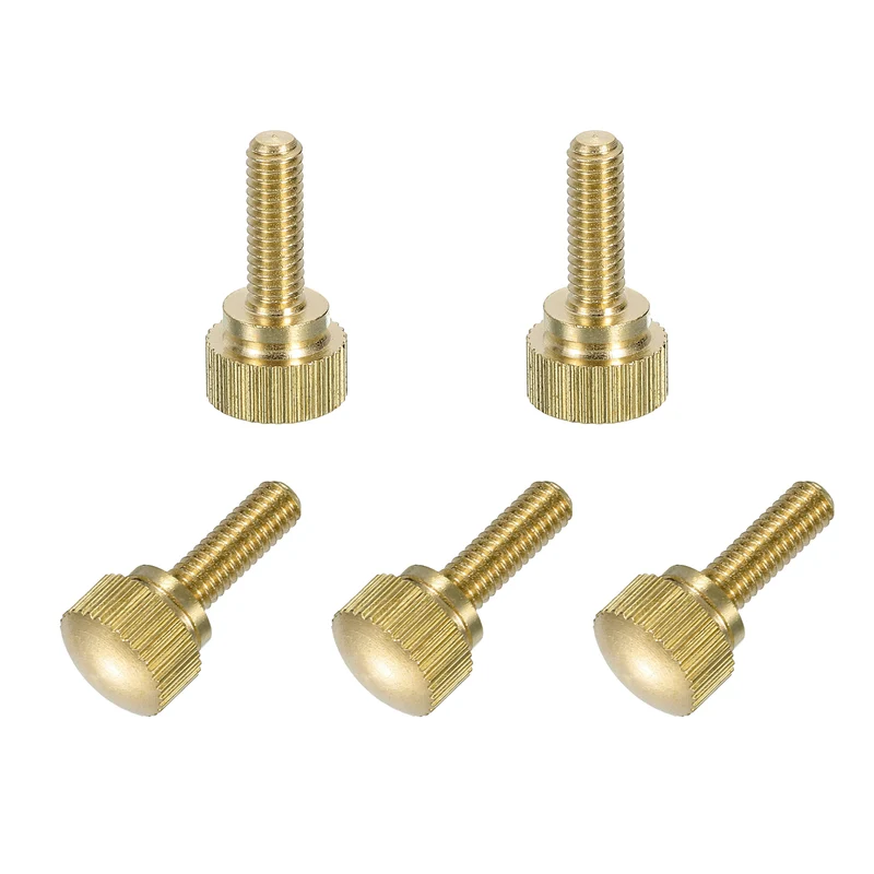 5Pcs Brass Knurled Thumb Screws, M4x12mm Shoulder Bolts Stepped Knobs Fasteners