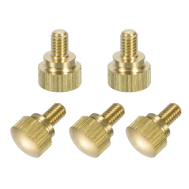 5Pcs Brass Knurled Thumb Screws M4x6mm Shoulder Bolts Stepped Knobs Fasteners