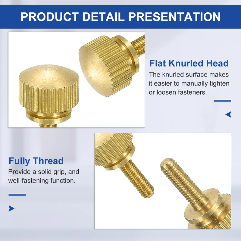 5Pcs Brass Knurled Thumb Screws, M3x16mm Shoulder Bolts Stepped Knobs Fasteners