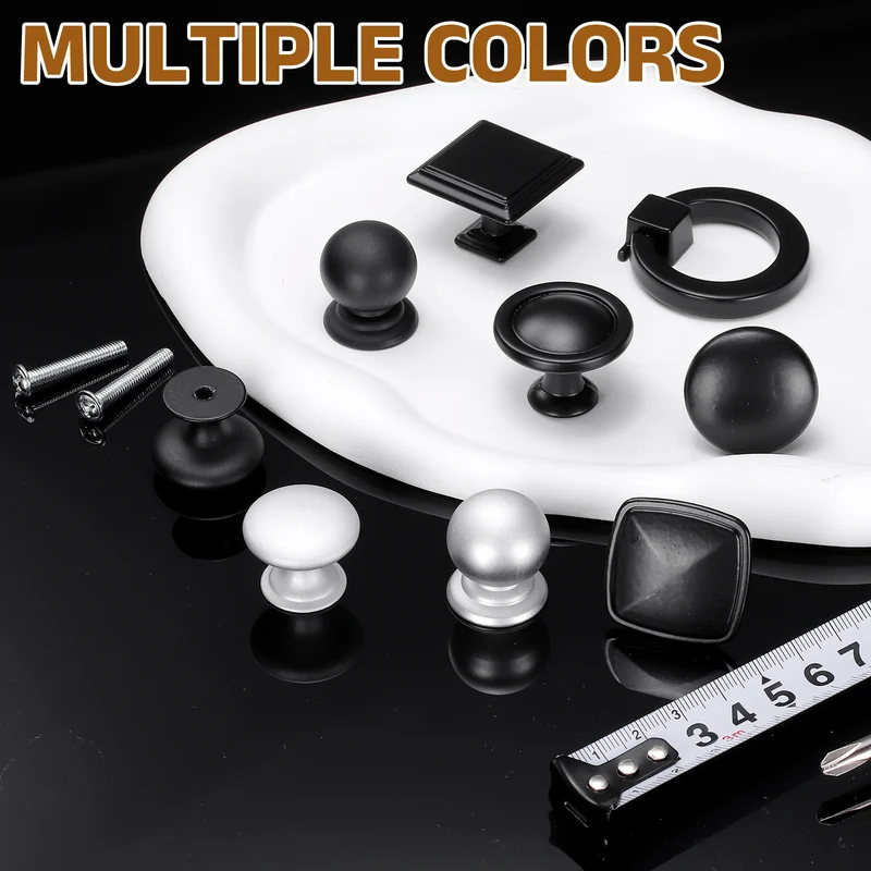 4Pcs Cabinet Knobs, 0.87" Single Hole Round Ball Drawer Knob with Screws, Silver