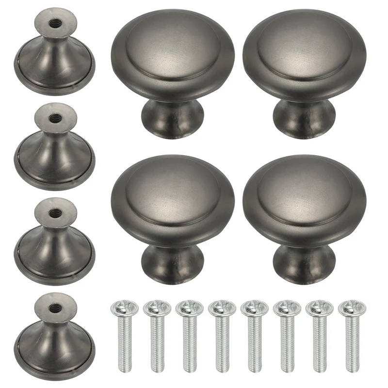 8Pcs Stainless Steel Knobs Single Hole Pull with Screw 23mm Gray