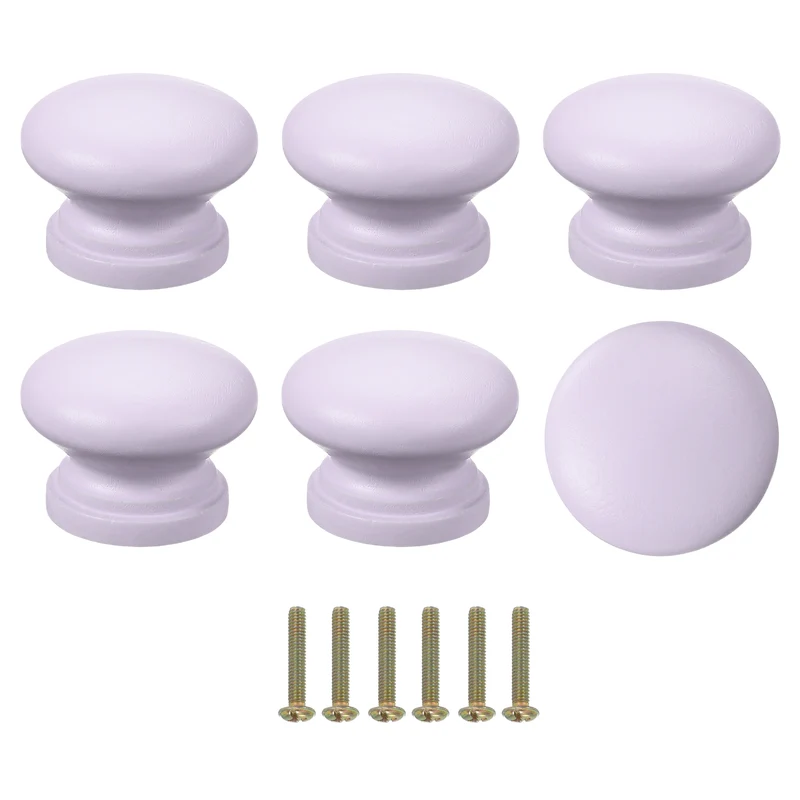 6Pcs Drawer Knobs, Round Dresser with Screw, Purple