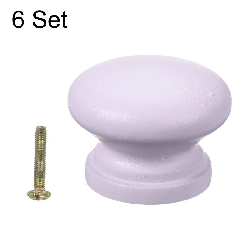 6Pcs Drawer Knobs, Round Dresser with Screw, Purple