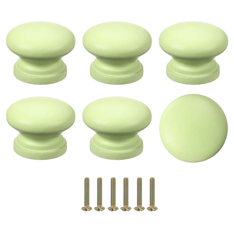 6Pcs Drawer Knobs, Round Dresser with Screw, Green