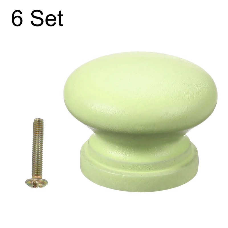 6Pcs Drawer Knobs, Round Dresser with Screw, Green