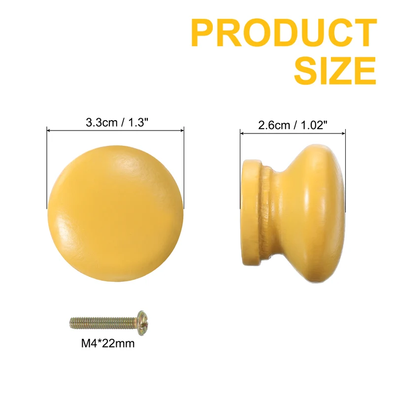 6Pcs Drawer Knobs, Round Dresser with Screw, Yellow