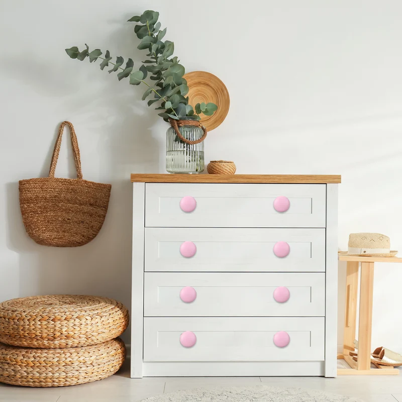 6Pcs Drawer Knobs, Round Dresser with Screw, Yellow