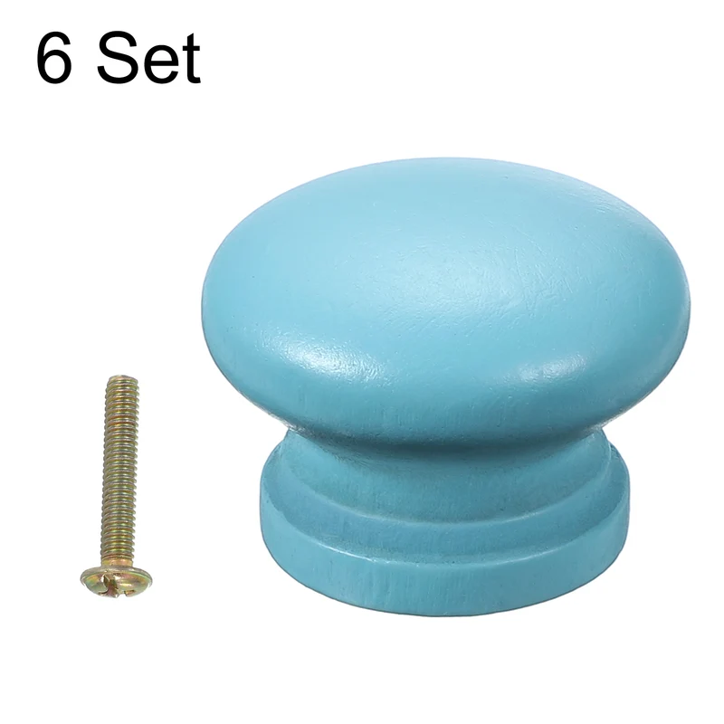 6Pcs Drawer Knobs, Round Dresser with Screw, Blue