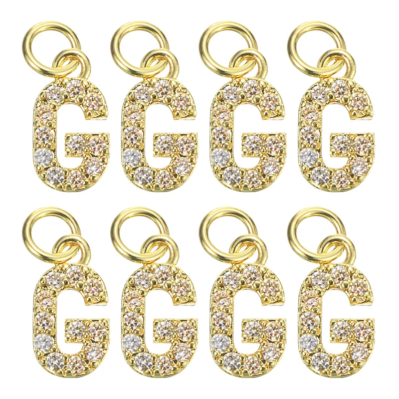 Rhinestone Letter Charm 8pcs 3.2mm Copper G Letter Charm Golden