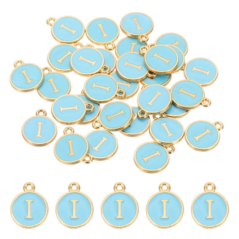 Letter Charm, 30 Pcs Capital Initial Alphabet I Letter Charm for Bracelet, Blue