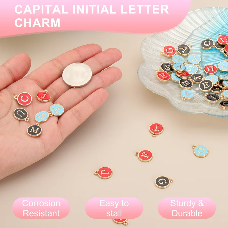 Letter Charm, 30 Pcs Capital Initial Alphabet I Letter Charm for Bracelet, Blue