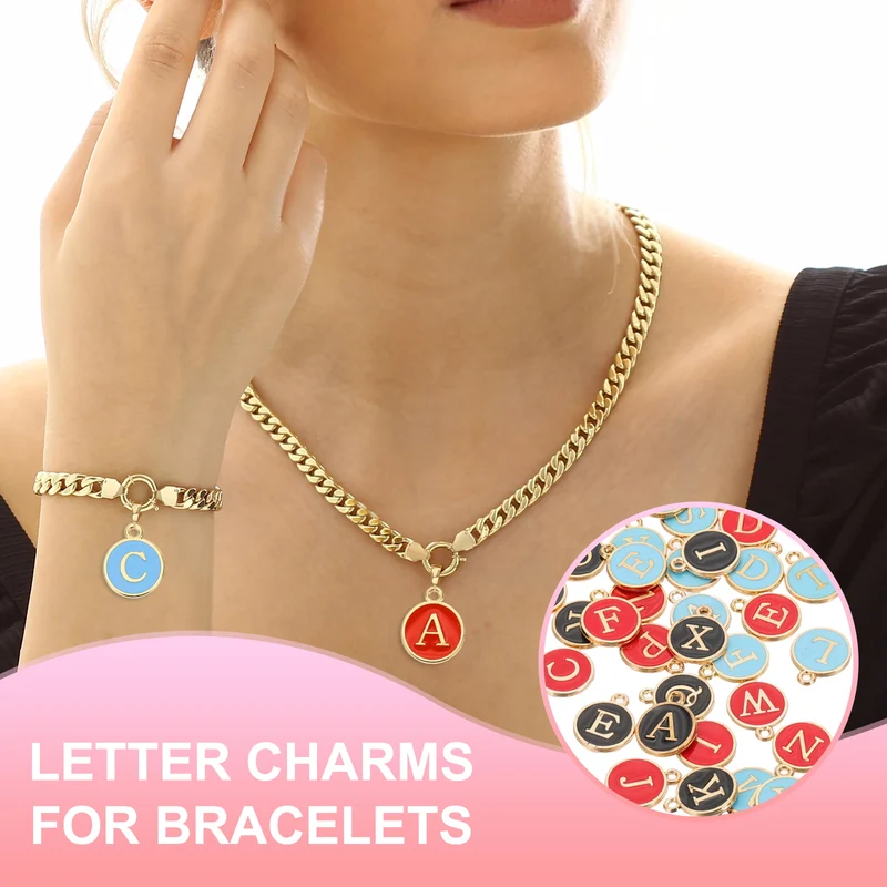 Letter Charm, 30 Pcs Capital Initial Alphabet I Letter Charm for Bracelet, Blue
