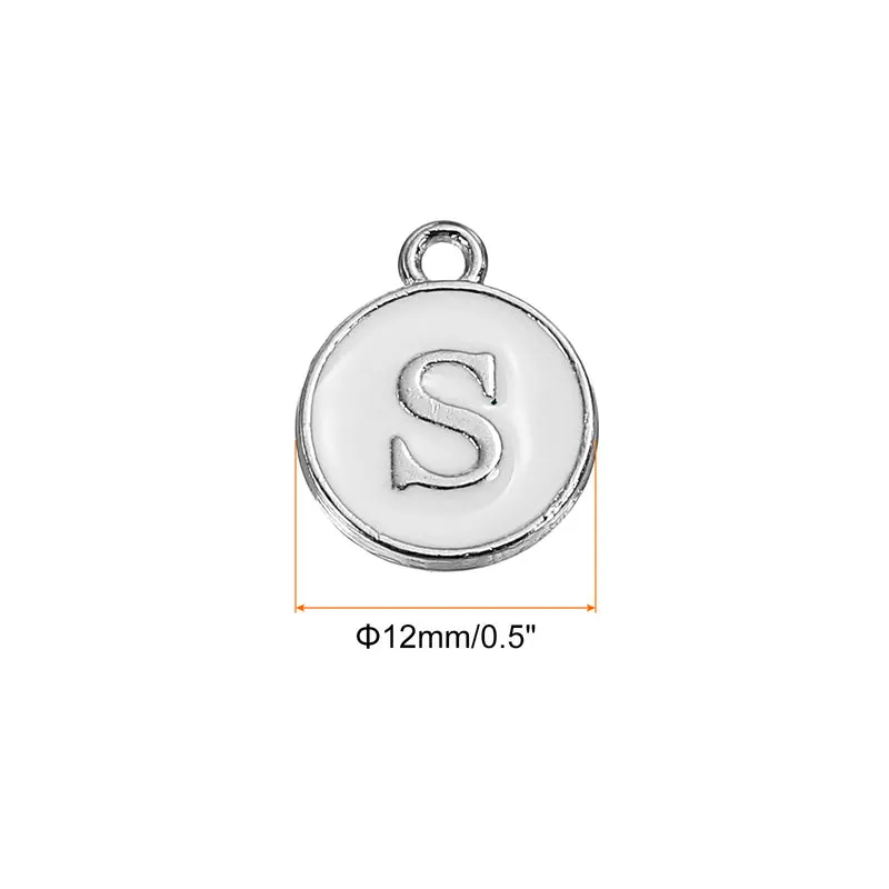 50 Pcs Alphabet S Enamel Letter Charm Enamel Initial Charm White