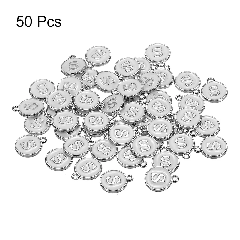 50 Pcs Alphabet S Enamel Letter Charm Enamel Initial Charm White