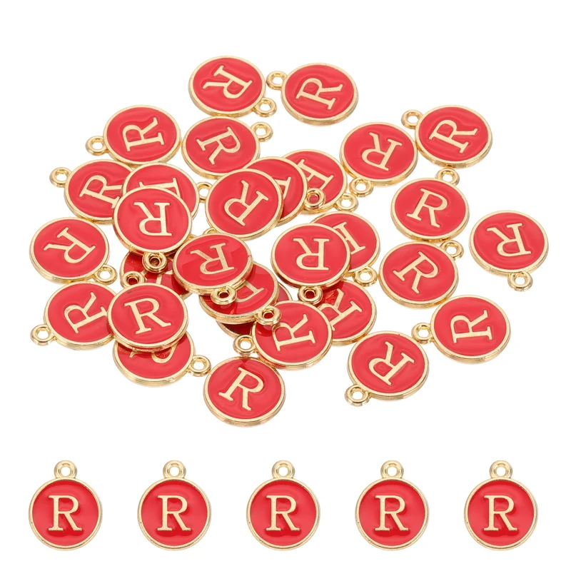 Letter Charm, 30 Pcs Capital Initial Alphabet R Letter Charm for Bracelet, Red