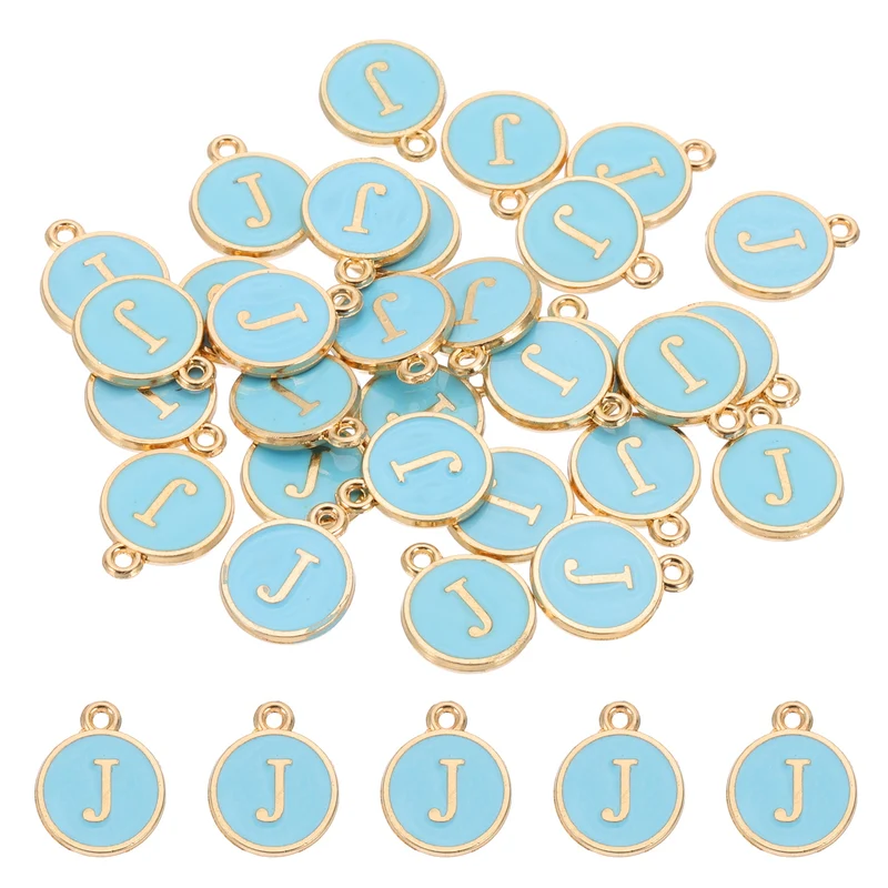 Letter Charm, 30 Pcs Capital Initial Alphabet J Letter Charm for Bracelet, Blue