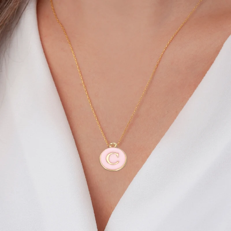 36pcs Letter O Pendants Double Sided Charm Enamel Alphabet Pendant Gold & Pink