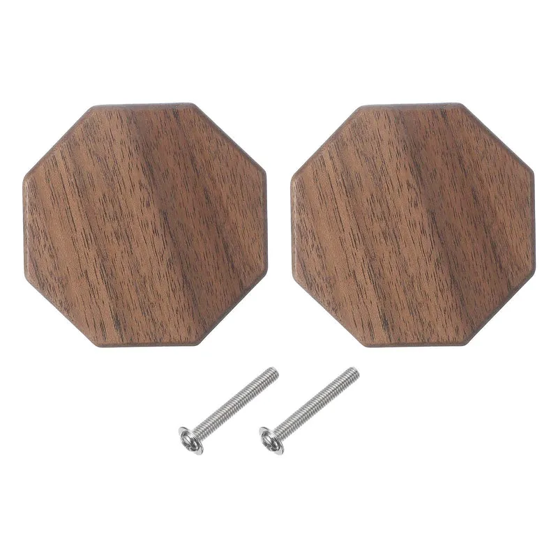 2 Pcs Octagon Wooden Knobs, Wooden Cabinet Knobs for Furniture Dresser Drawers