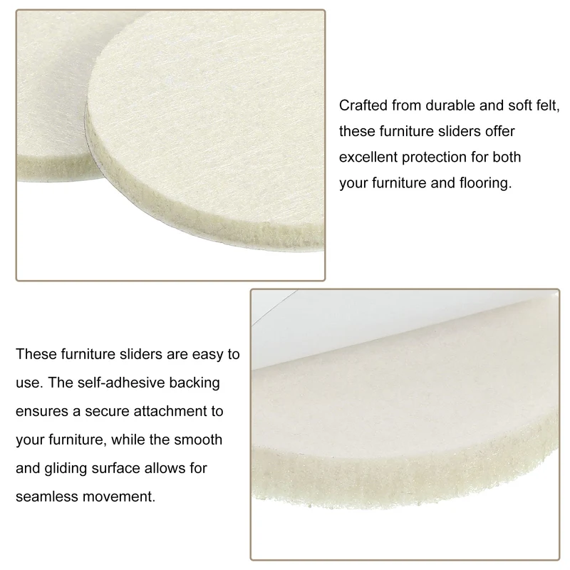 Furniture Sliders, 8Pcs 2.5" - Self Adhesive Felt Furniture Pads (Beige)