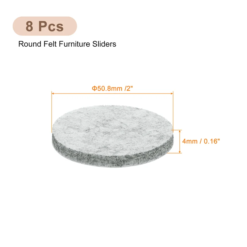 Furniture Sliders, 8Pcs 2" - Self Adhesive Felt Furniture Pads (Gray)