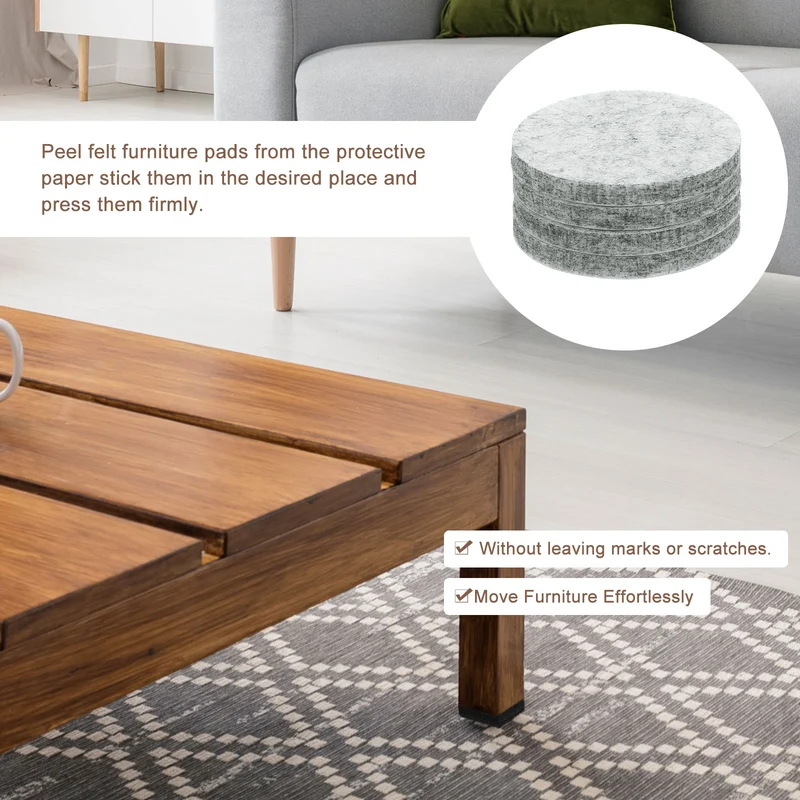 Furniture Sliders, 8Pcs 2" - Self Adhesive Felt Furniture Pads (Gray)