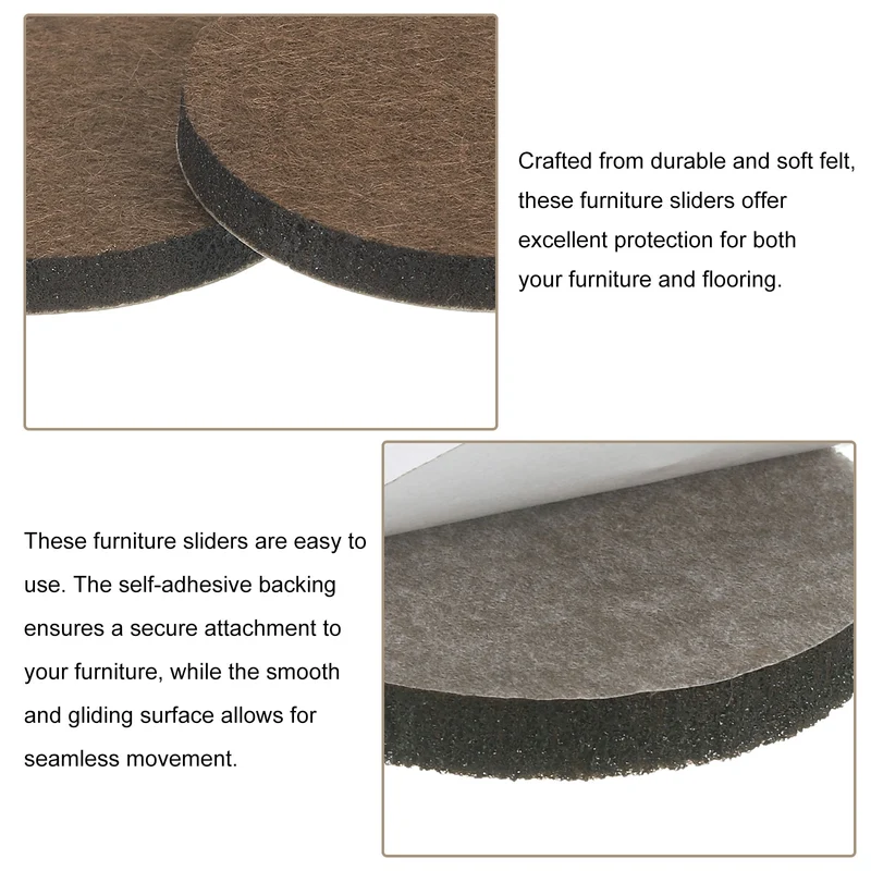 Furniture Sliders, 24Pcs 1.75" - Self Adhesive Felt Furniture Pads (Brown)