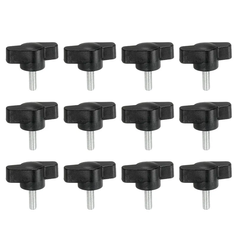 12 Pcs M4 x 12mm Tee Thumb Screws, 27mm Width Carbon Steel Tee Wing Knobs Screws